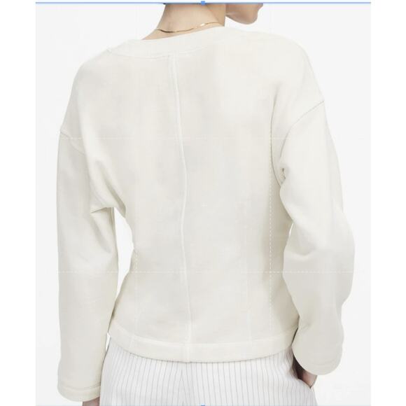 Madewell Waisted Cardigan Sweatshirt WMNS XS Off White Button Up V-neck NU853 LS - Picture 2 of 13